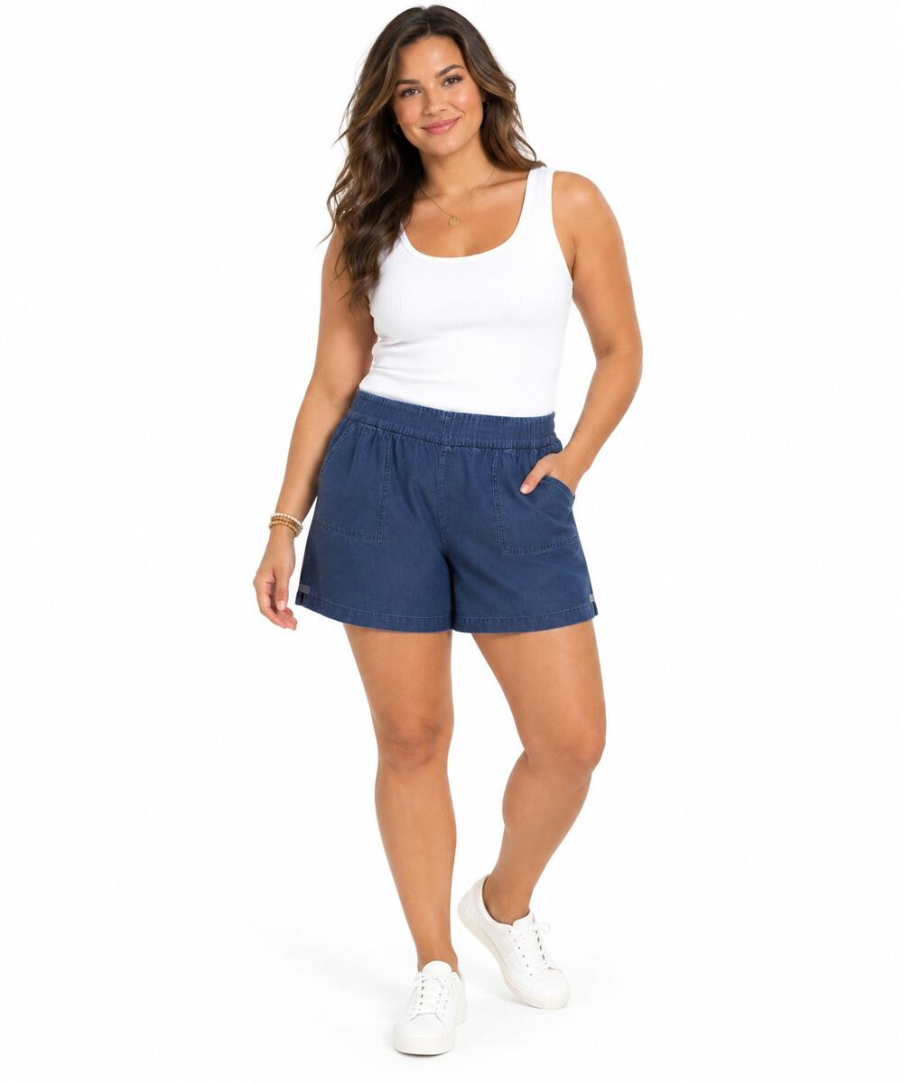 Isaac Mizrahi Live Blue Pull On Shorts Women’s Large Lyocell Stretch Casual